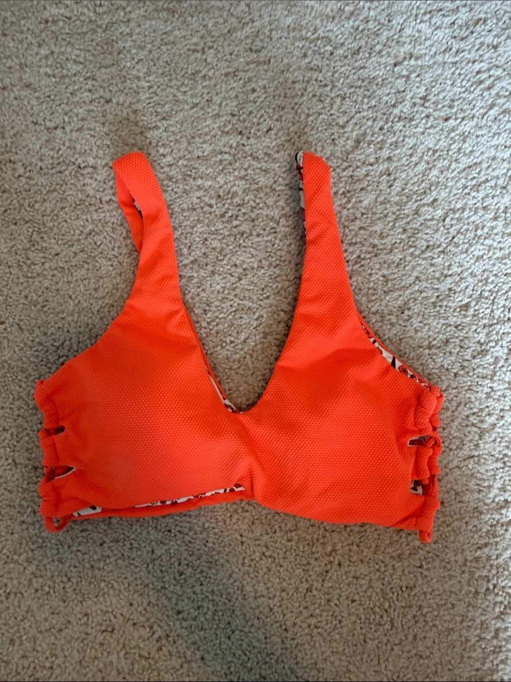 Maaji Bright Orange Textured V-Neck Bikini Top